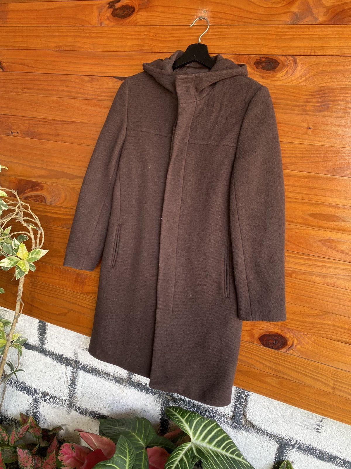 Japanese Brand Vintage INÉD Brown Hooded Wool Coat| Women’s Size 2 Size M / US 6-8 / IT 42-44 - 4 Thumbnail