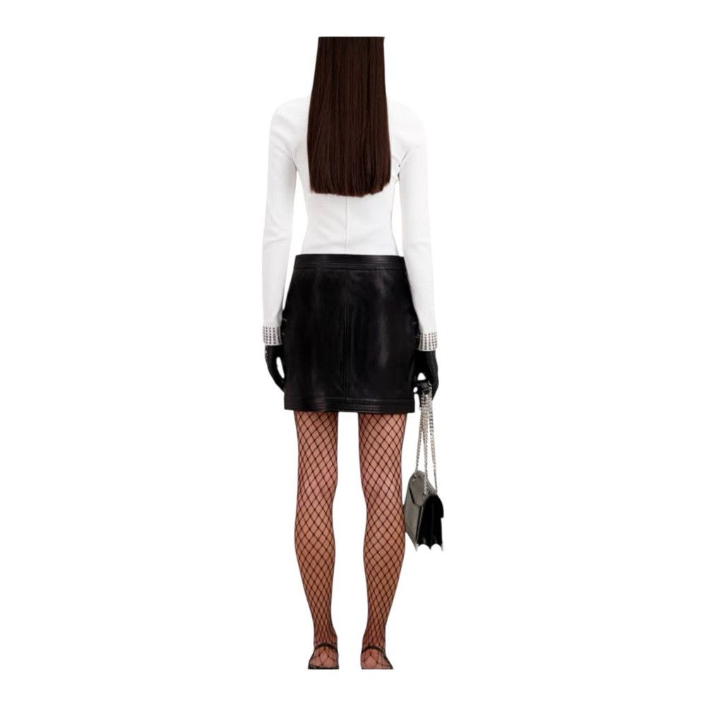The Kooples The Kooples Lambskin Leather Mini Skirt Black Zippers Size 28" / US 6 / IT 42 - 3 Thumbnail