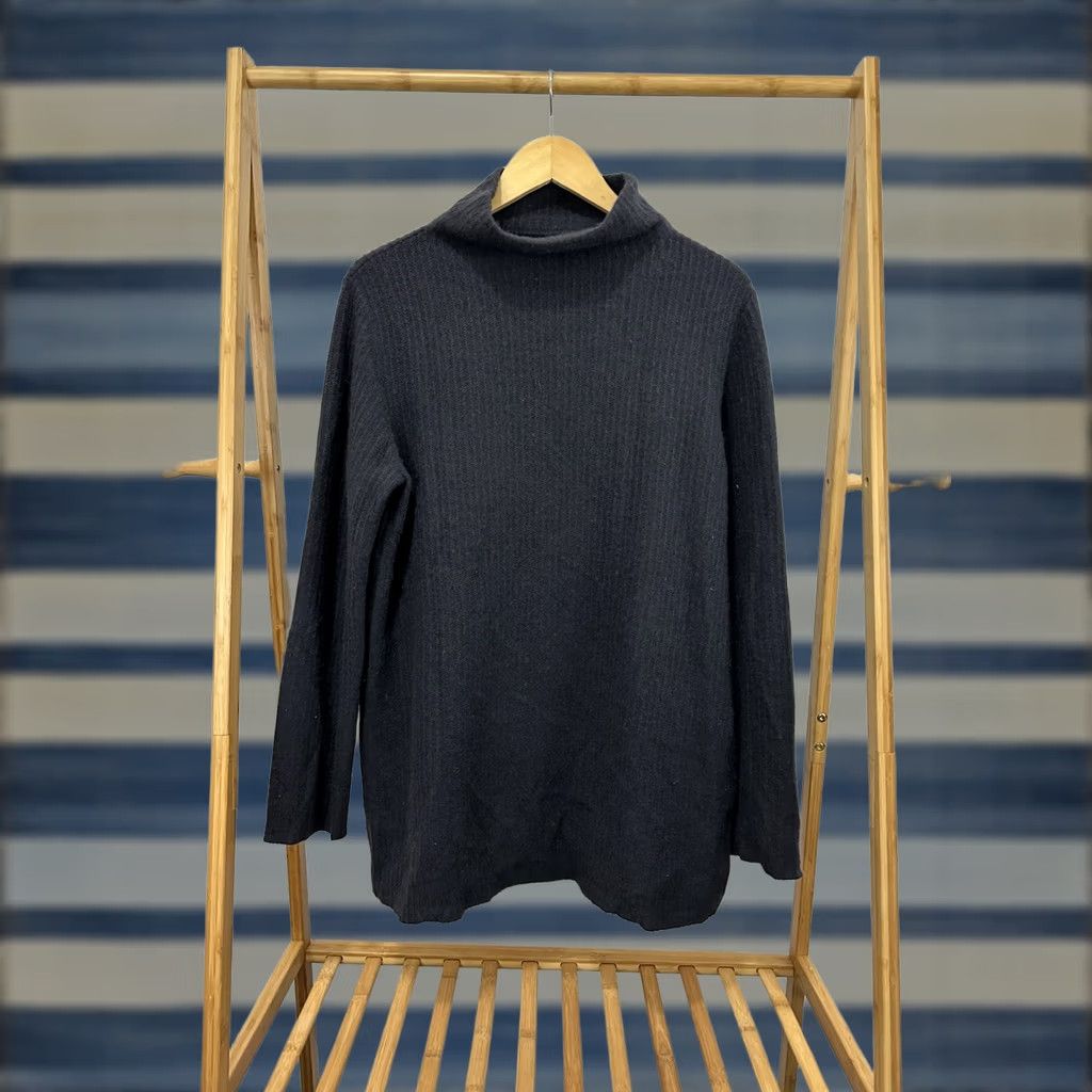 Vince Vince Women's Navy Charcoal Cashmere Rib Funnel Neck Sweater XL Quiet Lux Size XL / US 12-14 / IT 48-50 - 1 Thumbnail