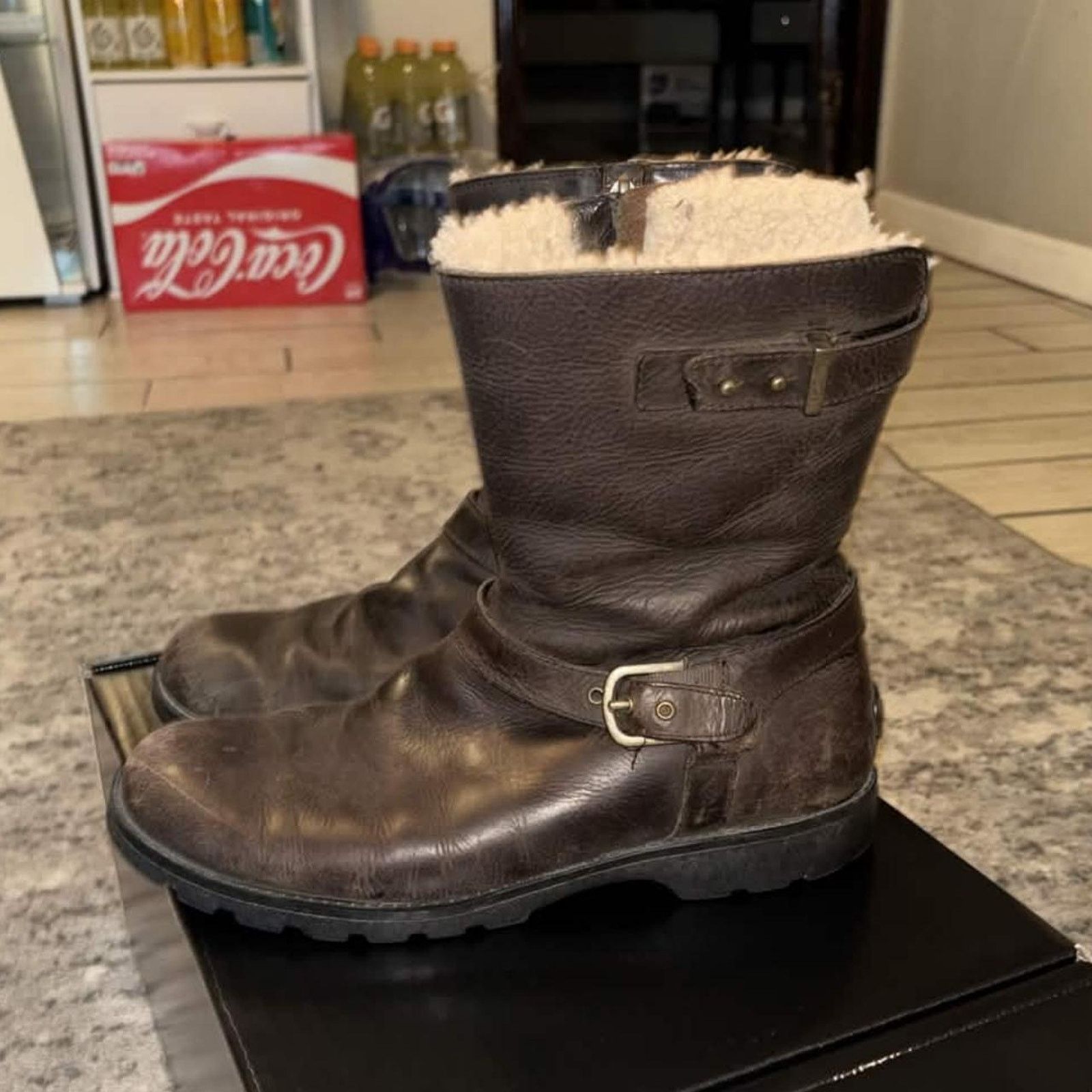 Ugg Vintage UGG Grandle Shearling Lined Leather Motorcycle Boots Size US 8.5 / IT 38.5 - 1 Thumbnail
