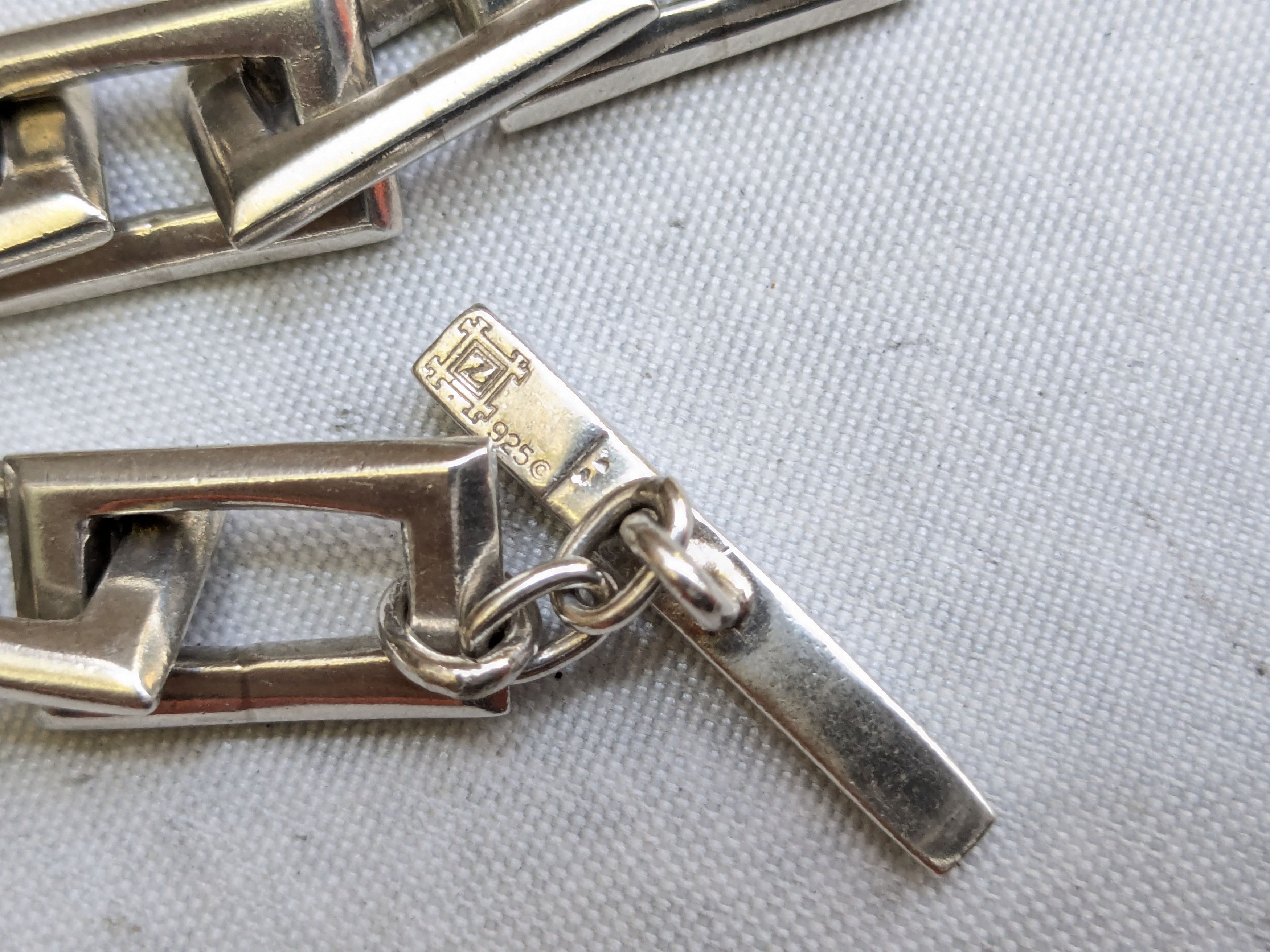 Jewelry Sterling Silver Bracelet Rectangle 7.25" Biker Heavy Size ONE SIZE - 9 Thumbnail