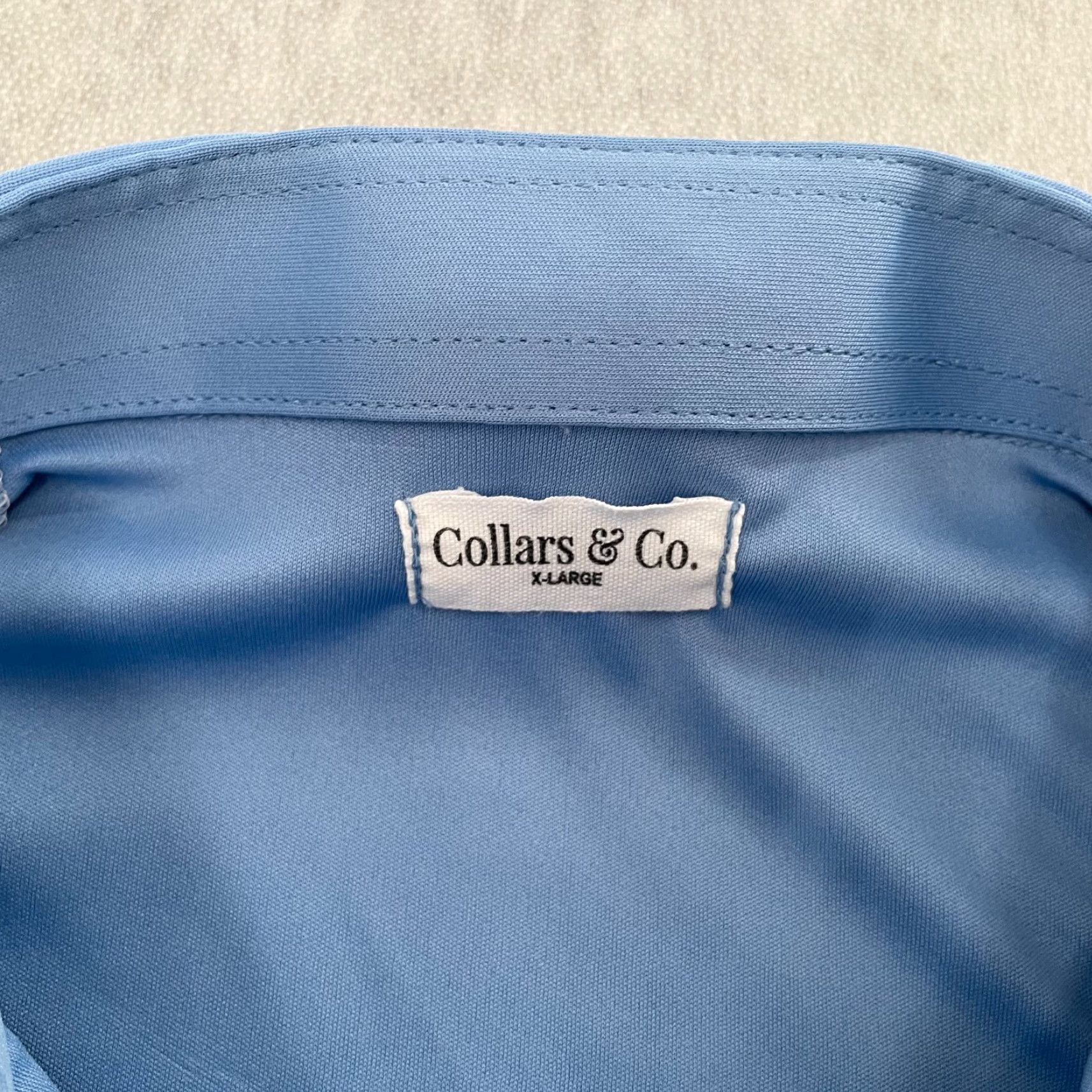 CO Collars & Co Shirt Polo Short Sleeve Blue Mens XL Collar Dress Shirt Outfit Adult Regular Size 46R - 4 Thumbnail