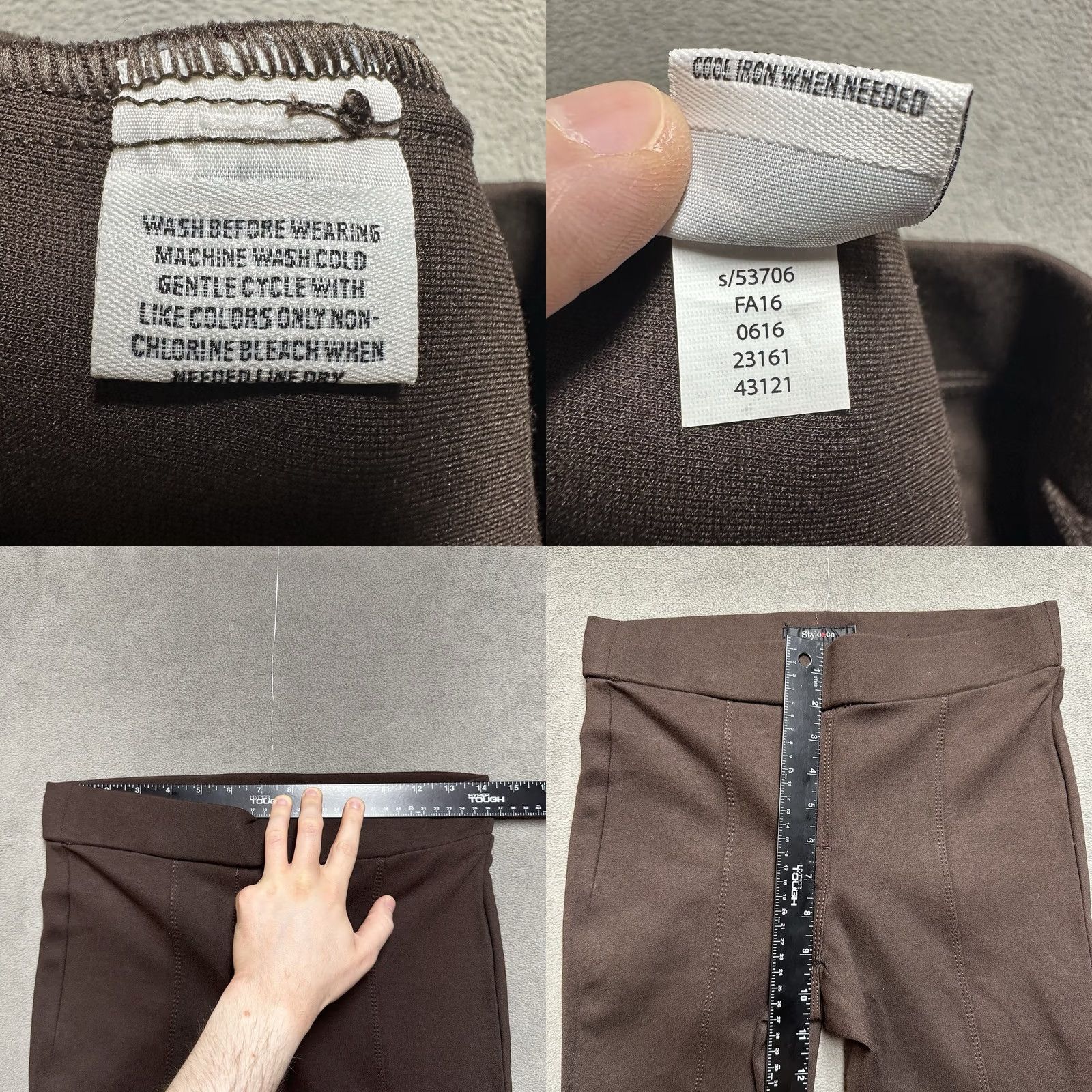 Vintage Style & Co Pants Womens Small Brown Pull On Stretch Skinny Comfort Rayon Career Size 28" / US 6 / IT 42 - 8 Thumbnail