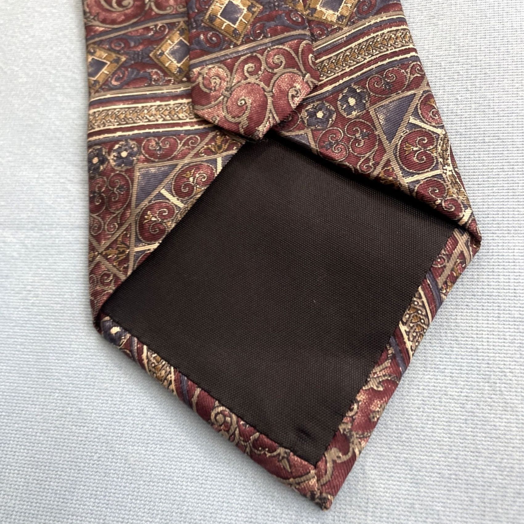 Vintage VINTAGE Courtney All Silk Tie vtg 90s Optical ArtDeco Spoke Burst Geometry Red Gray 4x56 Capsule Wide Necktie Mens Silk Tie Size ONE SIZE - 6 Thumbnail