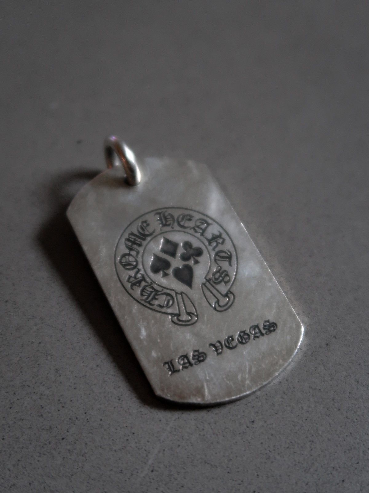 image of Chrome Hearts Las Vegas Dog Tag Pendant in Silver, Men's