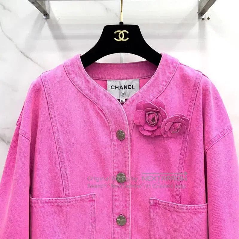 Chanel Chanel Pink Cotton Women's Jacket . Size S / US 4 / IT 40 - 2 Thumbnail