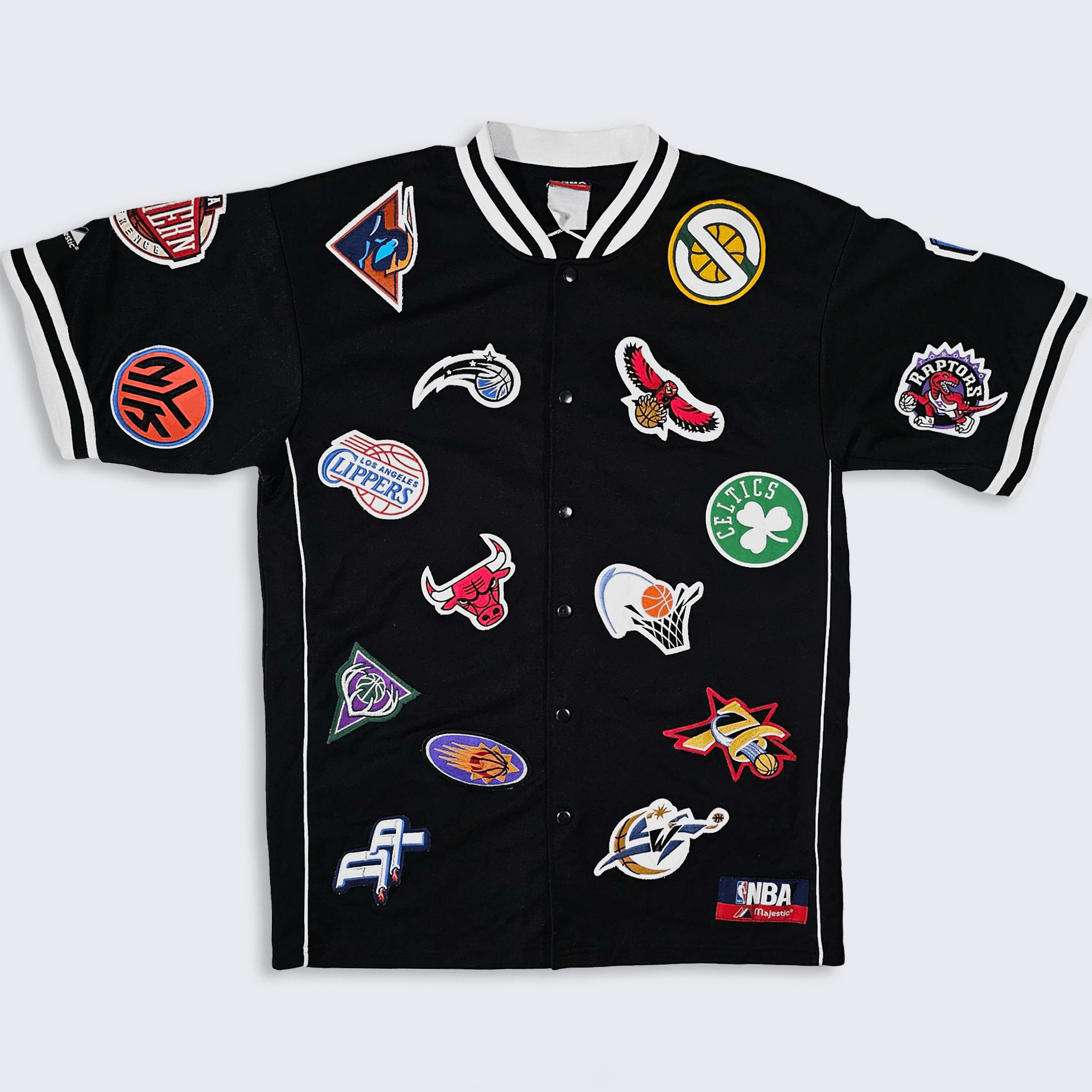 NBA NBA Patches Vintage Y2K Majestic Warm Up Jersey Shirt Size US L / EU 52-54 / 3 - 1 Thumbnail