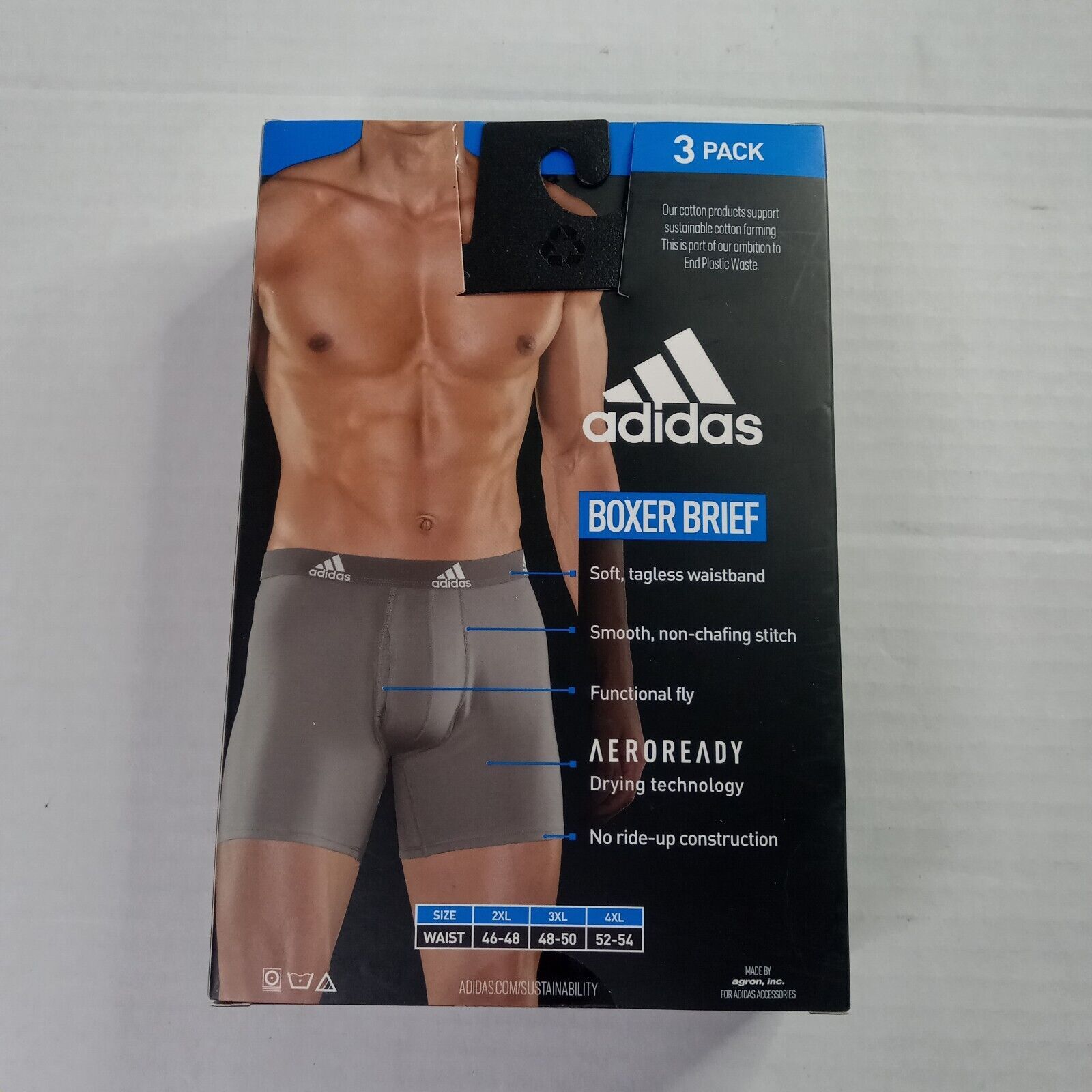 Adidas Adidas Men's Performance Boxer Briefs 3-Pack Size 2XL Black Size 46 - 2 Thumbnail