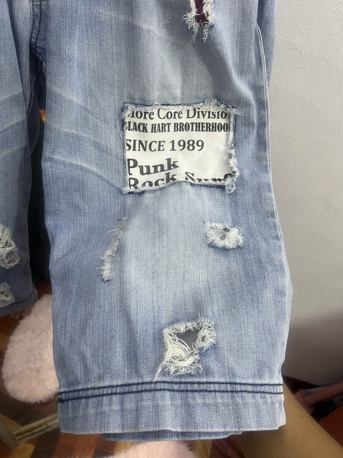 Japanese Brand MCD Hardcore Surf Punk Denim Shorts Distressed Size US 36 / EU 52 - 4 Thumbnail