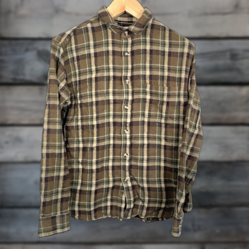 Corridor Corridor Shirt Men's Medium Flannel Brown Green Plaid Heavyweight Cotton 90s Grunge Retro Casual Workwear Button-Up Collar Long Sleeve Size US M / EU 48-50 / 2 - 1 Thumbnail