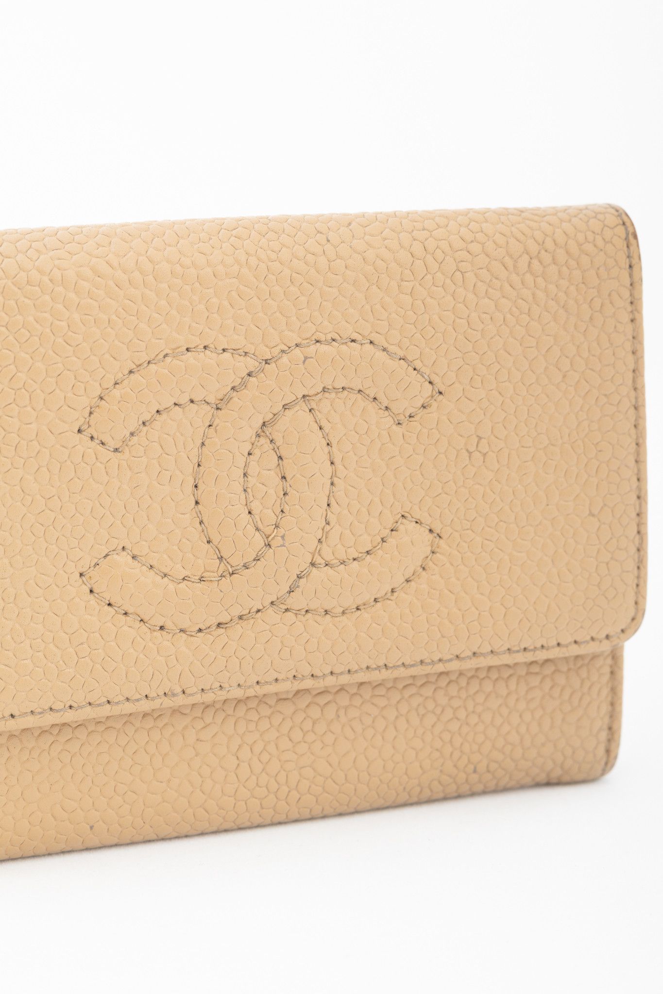 Chanel Chanel Tan Caviar Leather CC Card Holder Size ONE SIZE - 4 Thumbnail