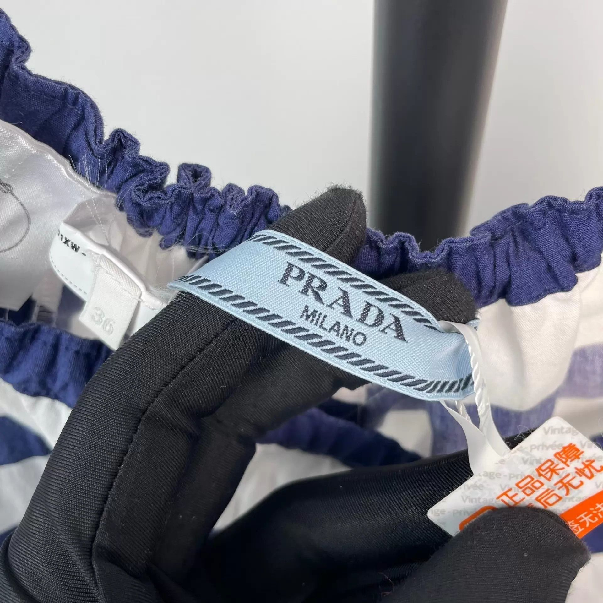 Prada Prada Striped Blue & White Midi Skirt Women's 36 Size 25" / US 0 / IT 36 - 4 Thumbnail