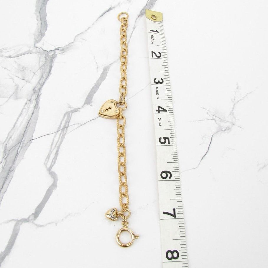 Juicy Couture Juicy Couture Vintage Gold Tone Logo Heart Lock Bracelet Size ONE SIZE - 6 Thumbnail