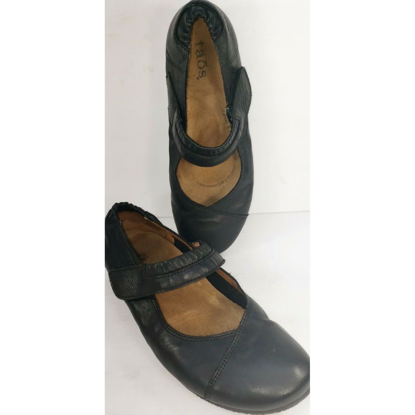 Taos Taos Mary Jane Flats Black Leather Size 6.5M 37EU Arch Support Cushioned Casual Business Dress Shoes Womens Mary Janes Size US 7 / IT 37 - 4 Thumbnail