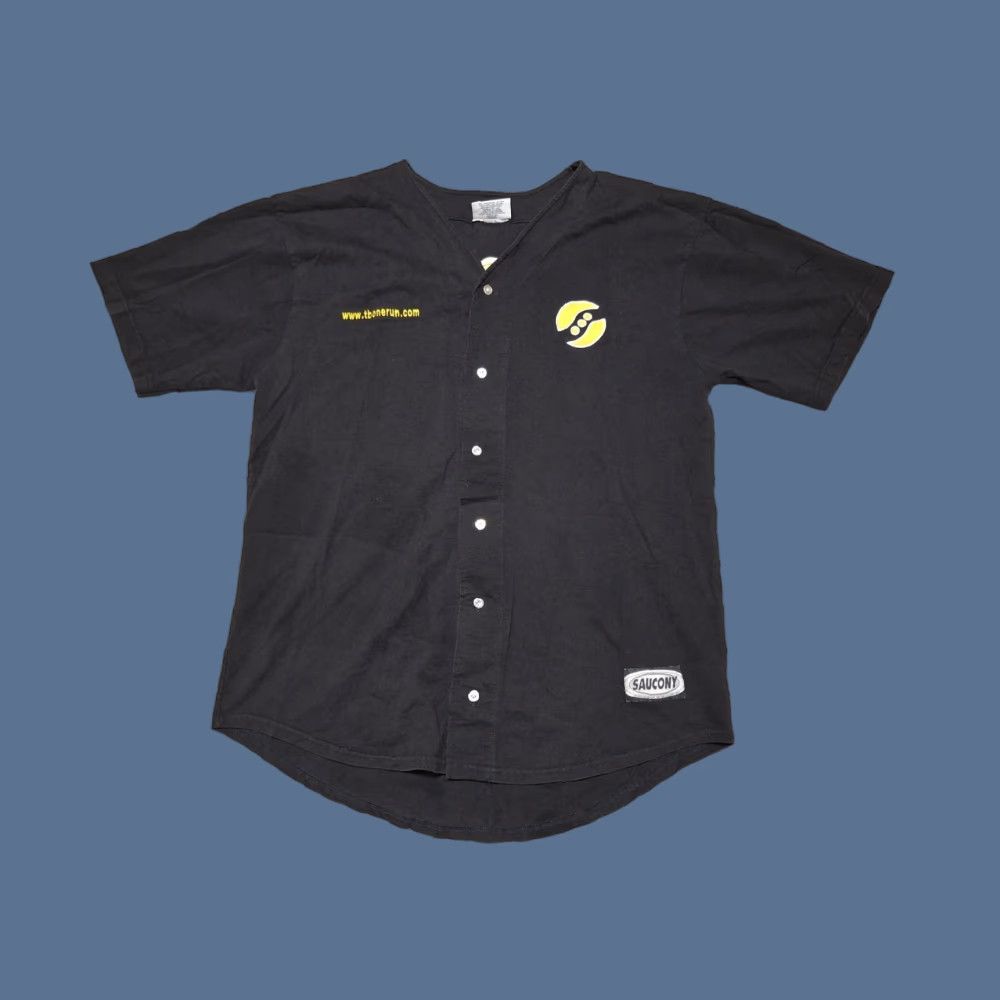 Saucony VINTAGE Saucony Shirt Jersey Button 90s Promo Running Shoes Jersey L Black Mens T-Shirt Size US L / EU 52-54 / 3 - 1 Thumbnail