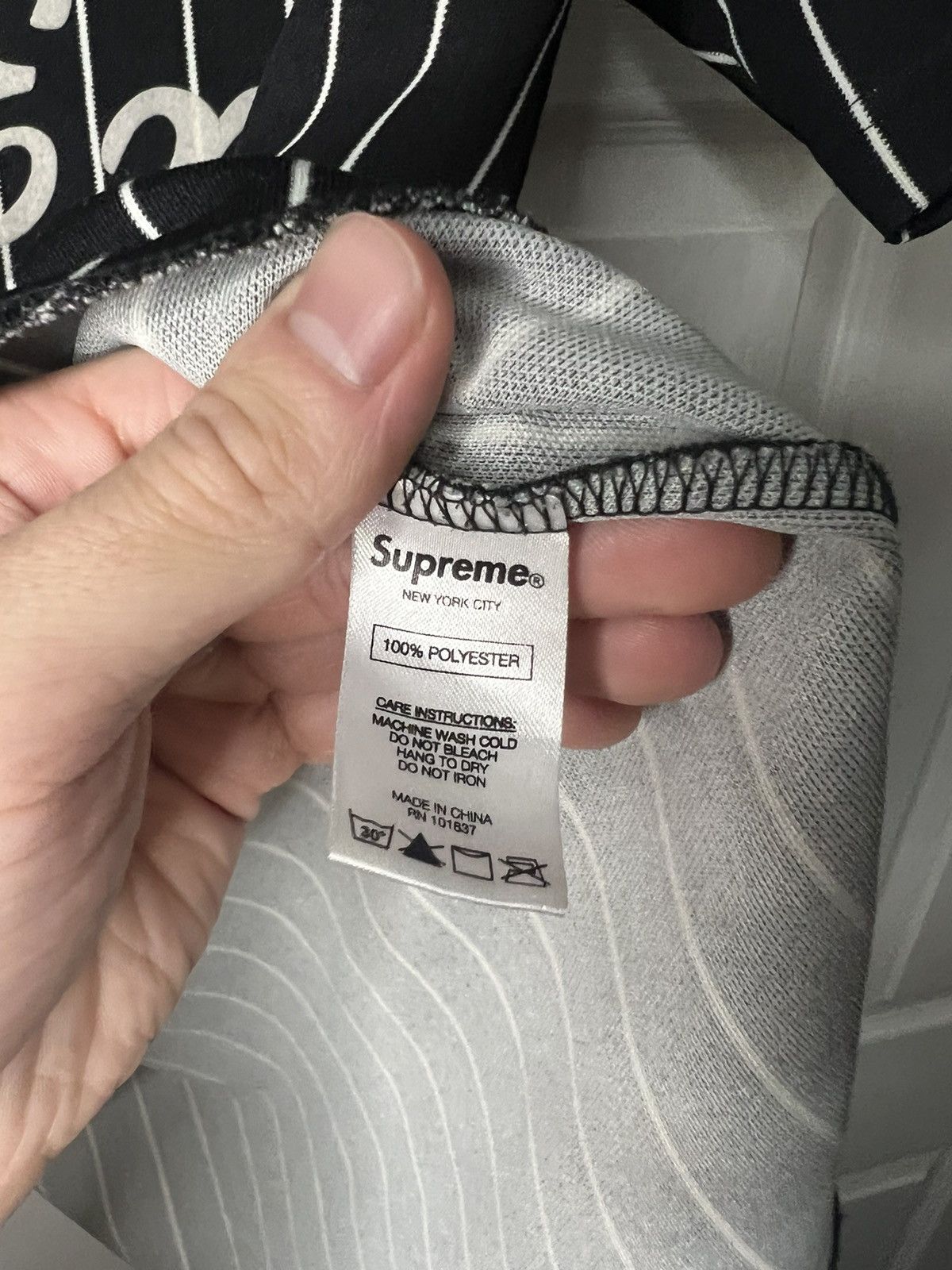 Supreme Supreme AD Jersey Black Pinstripe Size US XL / EU 56 / 4 - 4 Thumbnail
