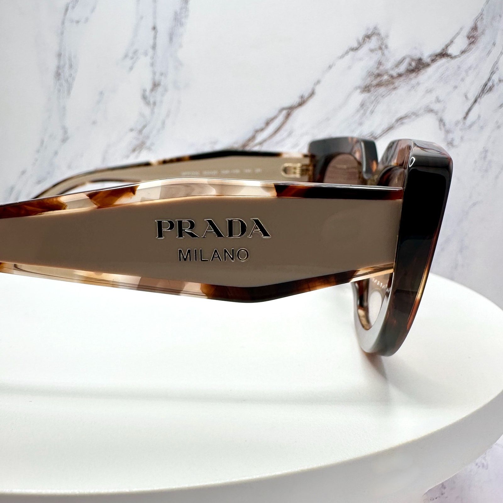 Prada PRADA Sunglasses Brown Tortoise Caramel Gold Symbole Oval Size ONE SIZE - 9 Thumbnail