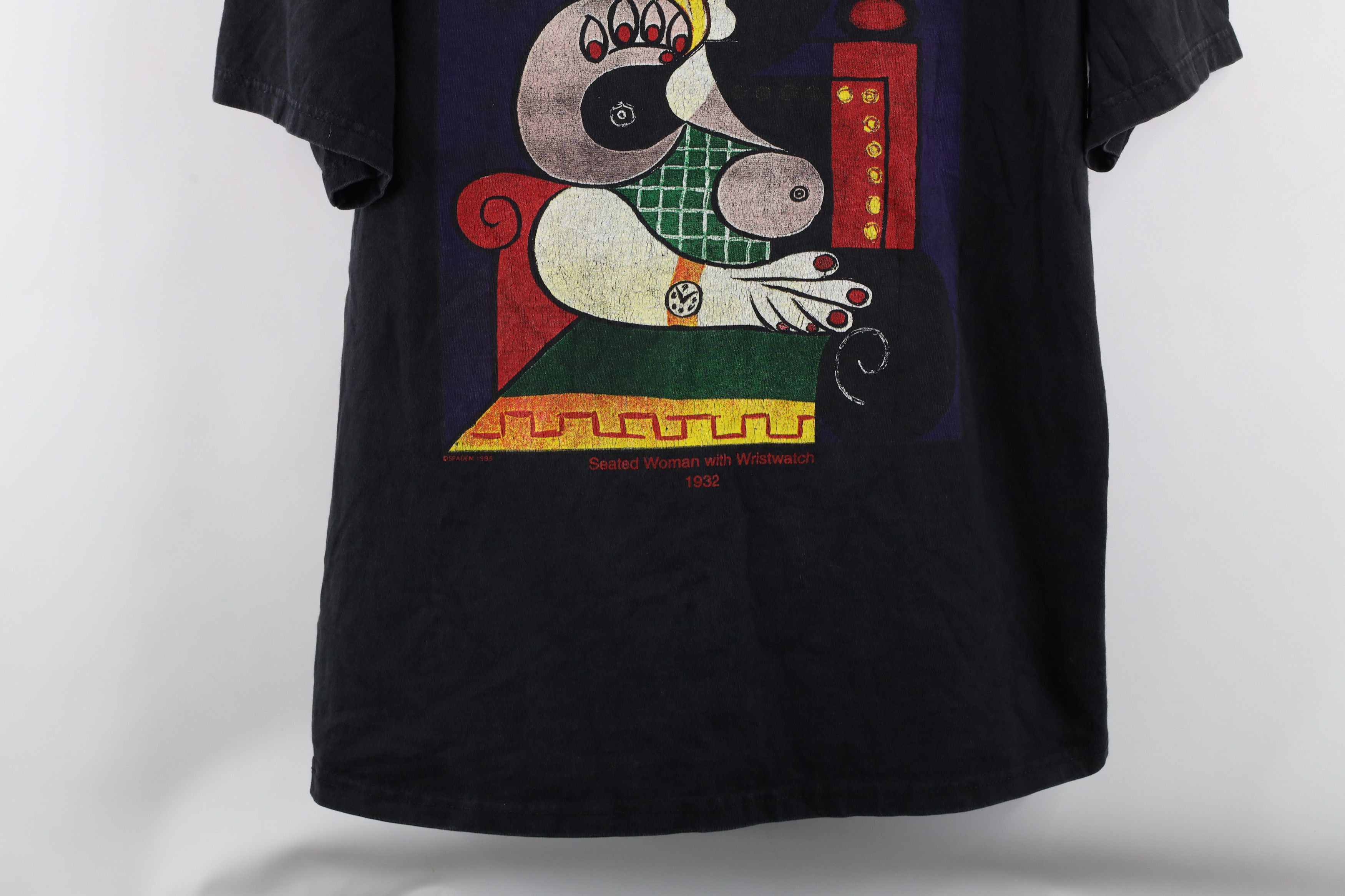 Vintage Vintage 90s Seated Woman with Wristwatch Art T-Shirt USA Size US L / EU 52-54 / 3 - 3 Thumbnail