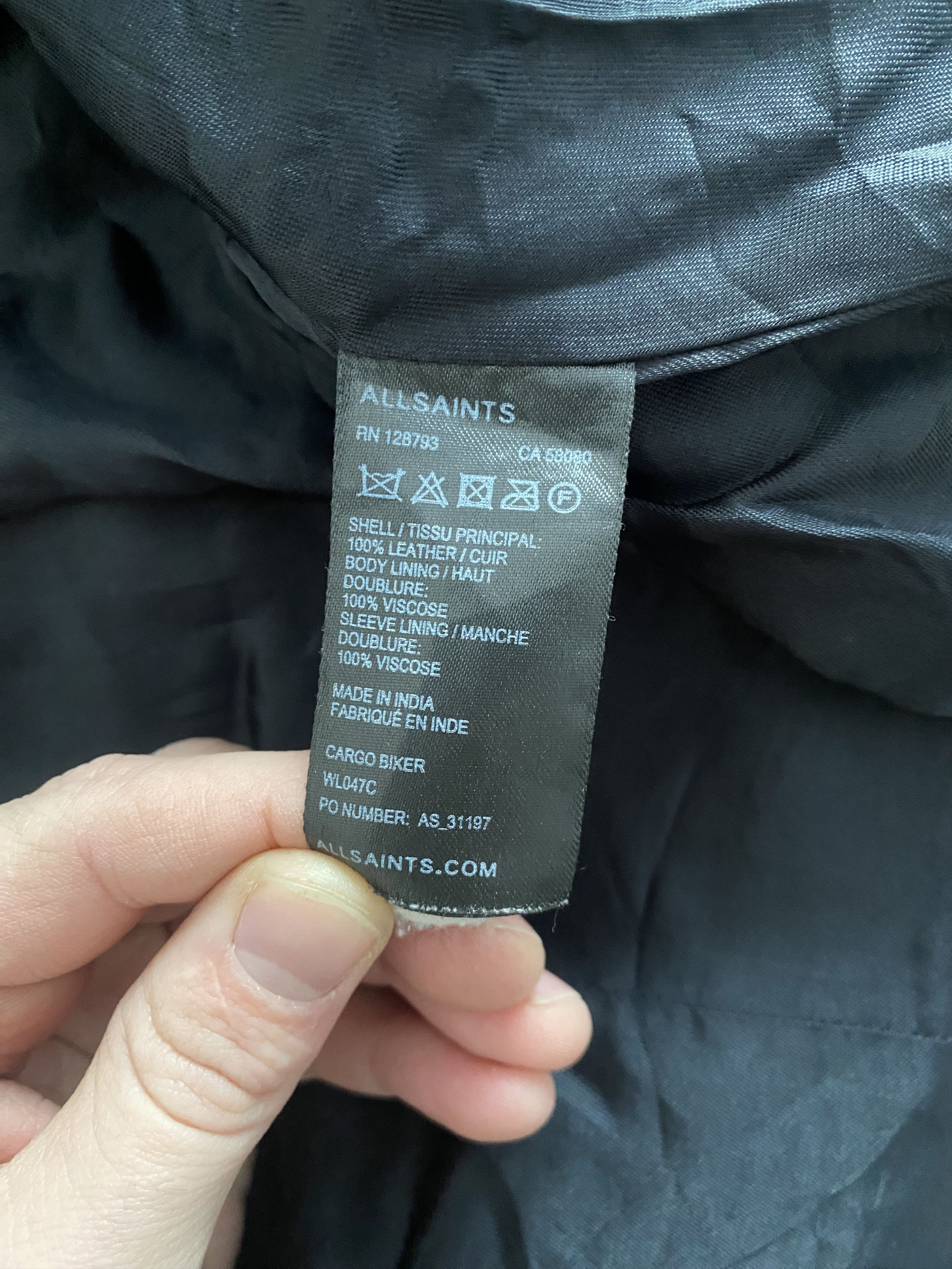 Allsaints AllSaints Cargo Leather Biker Jacket - Distressed Black/Grey Size M / US 6-8 / IT 42-44 - 9 Thumbnail