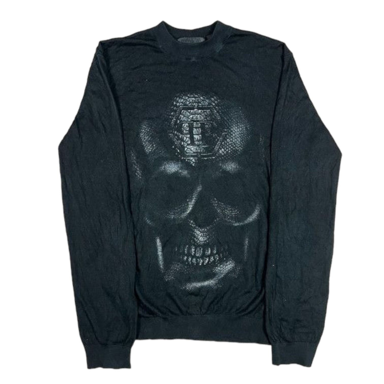 image of Philipp Plein Silk/cashmere Skull Knit in Black, Men's (Size XL)