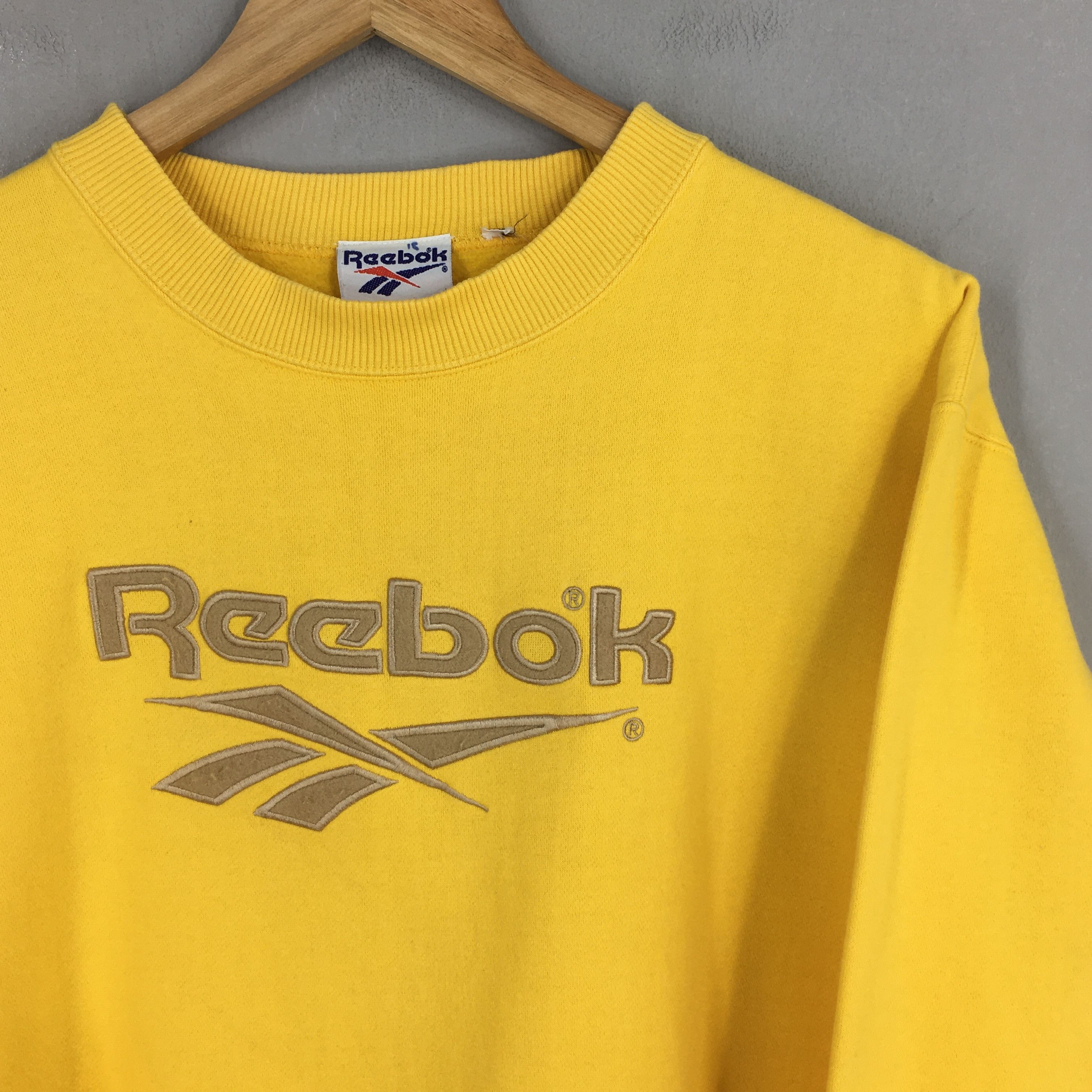 Reebok Vintage 90's Reebok Classic Yellow Sweatshirt XLarge Size US XL / EU 56 / 4 - 2 Thumbnail