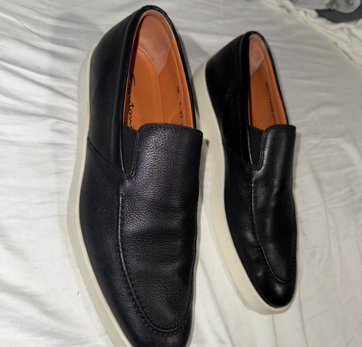 Santoni Santoni Black Leather SlipOn Loafers Sneakers Made in Italy Size US 10 / EU 43 - 2 Thumbnail