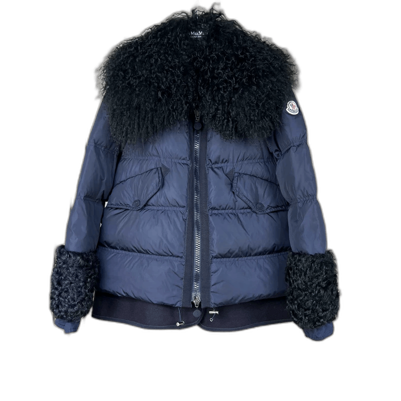 Moncler Moncler Embroidered Logo Fur Collar Down Jacket Size US XXS / EU 40 - 1 Thumbnail