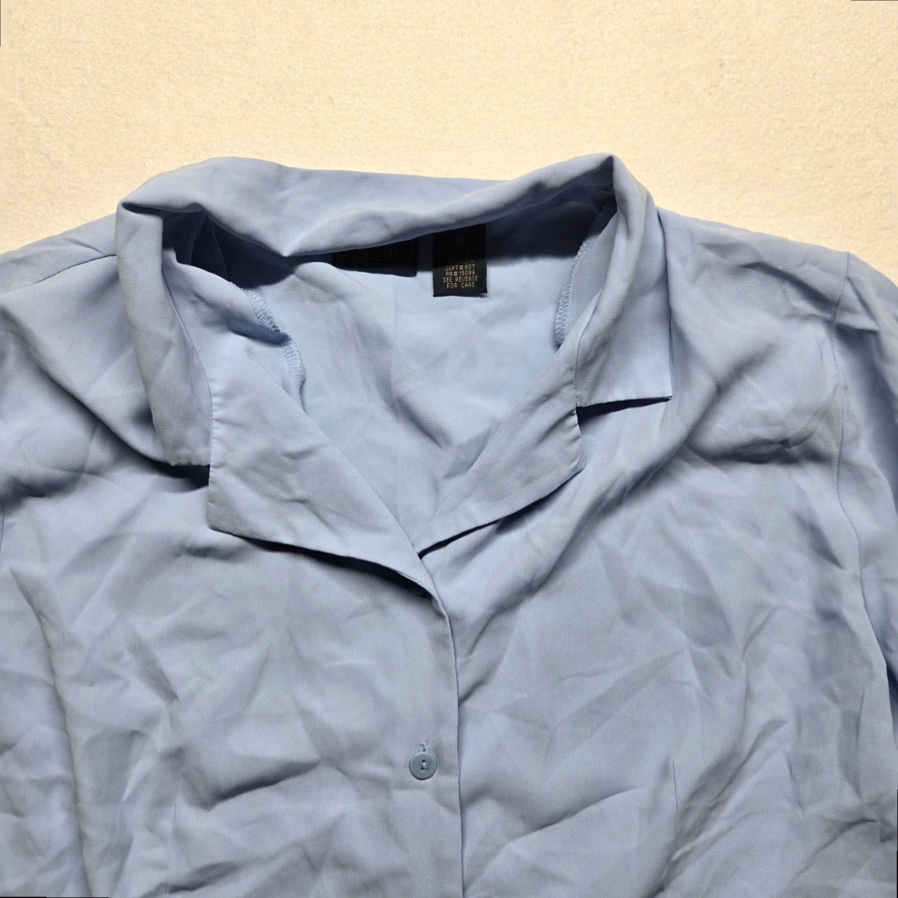 Vintage Laura Scott Blue Button Up Short Sleeve Blouse Women's 14 Size XL / US 12-14 / IT 48-50 - 2 Thumbnail