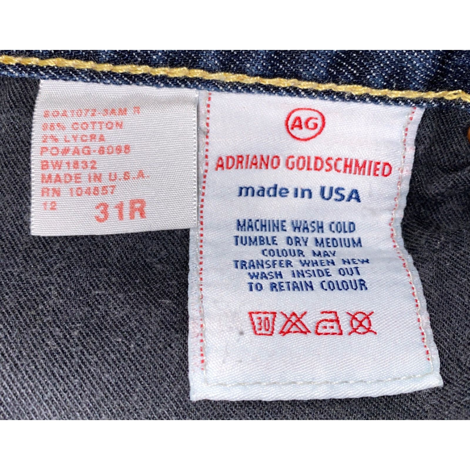 Denime AG Adriano Goldschmied THE CLUB Denim Jeans 35R Women Blue 33 Inseam Flair Size 24" / US 00 / IT 34 - 6 Thumbnail