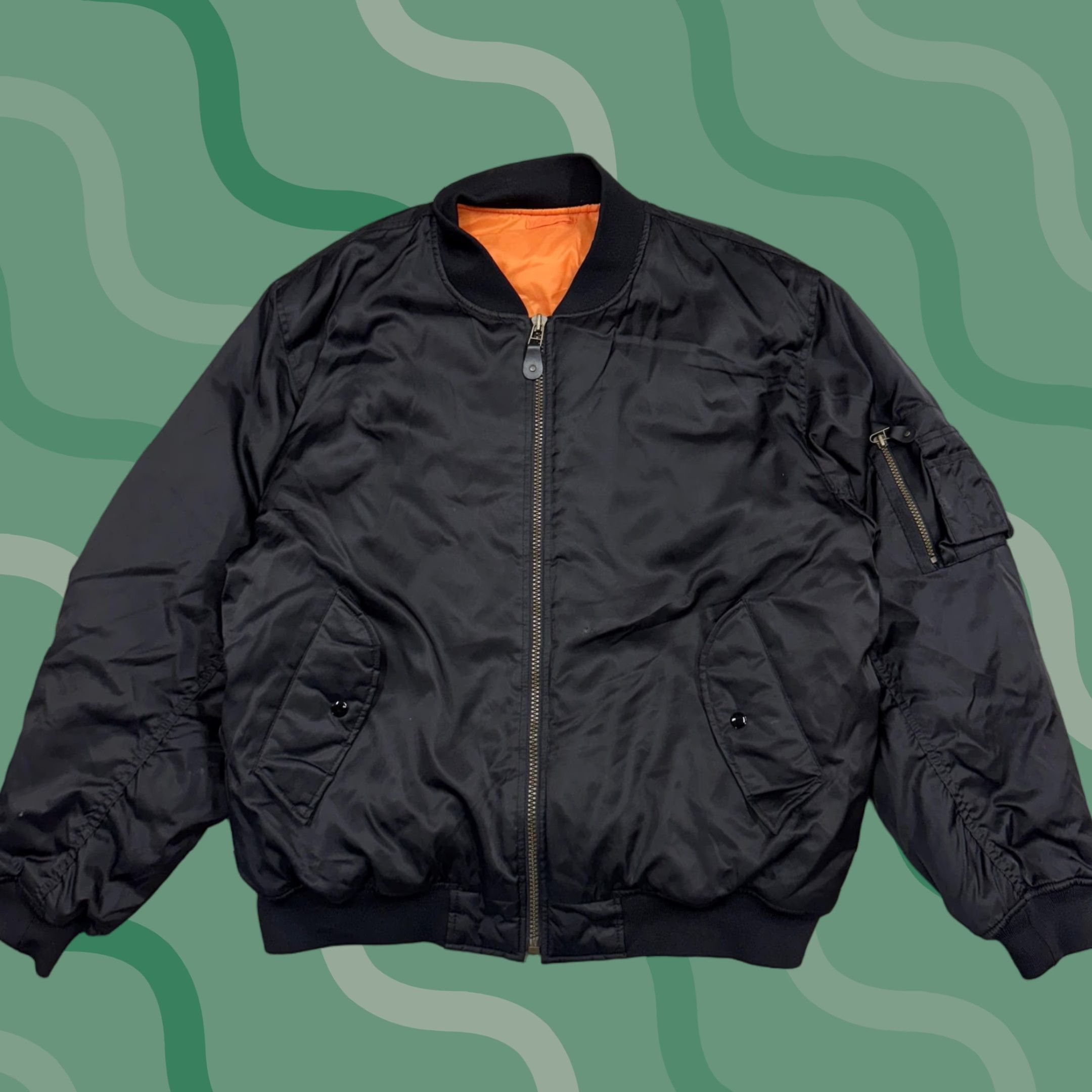 Jordan Craig Jordan Jacket Mens 2XL Black Bomber Nylon Zip Pockets Lining Polyester MA-1 Flight Brand: Jordan Craig Size US XXL / EU 58 / 5 - 1 Thumbnail