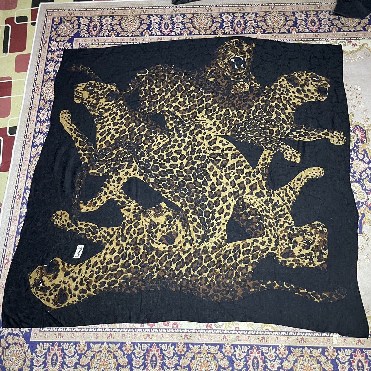 Vintage Vary Rare! Vintage YvesSaintLaurent Leopard Oversized Scarf Size ONE SIZE - 4 Thumbnail