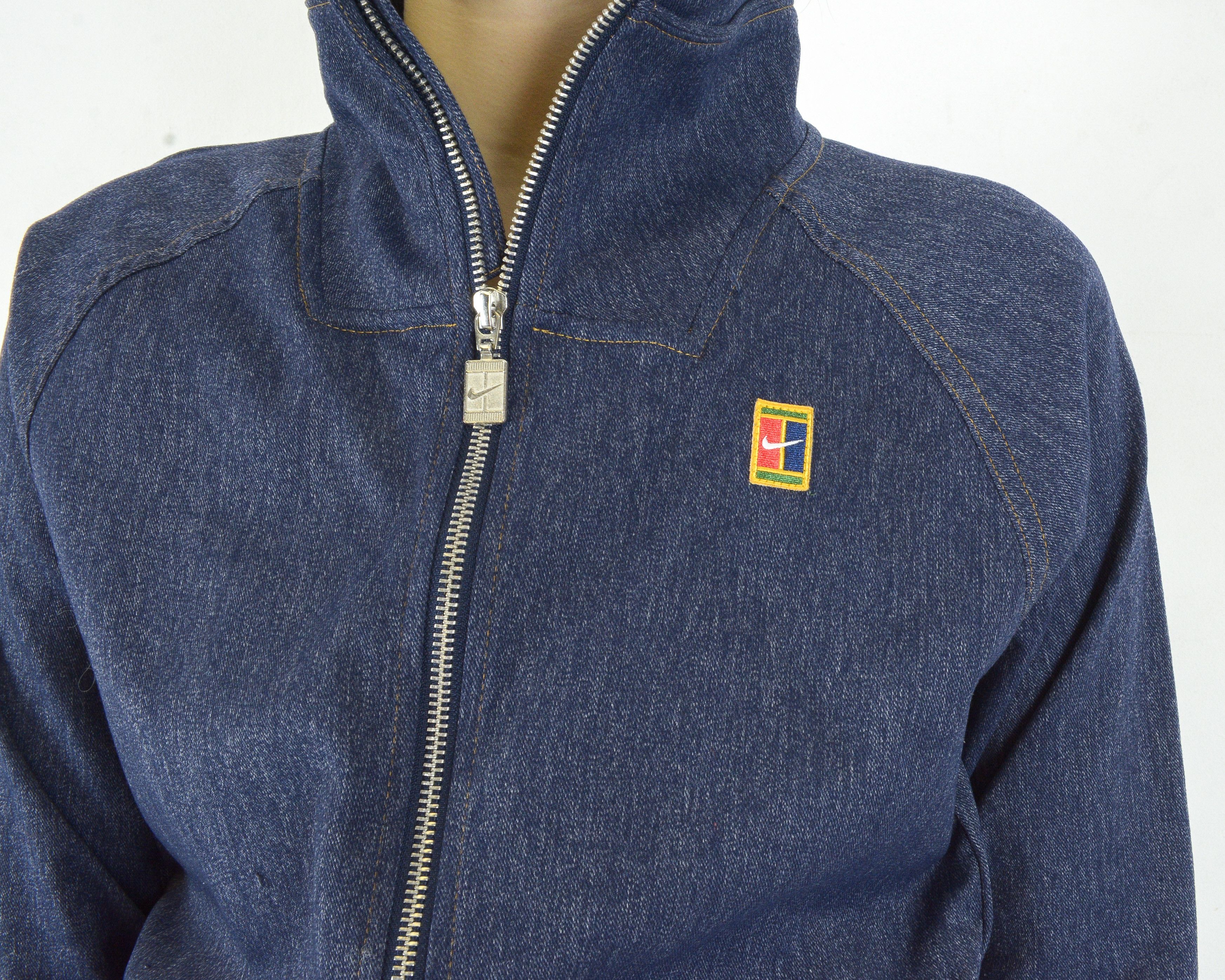Nike × Vintage Tennis Tracksuit Jacket XS Denim Look Jumper Y2K Zip Up Size XS / US 0-2 / IT 36-38 - 5 Thumbnail