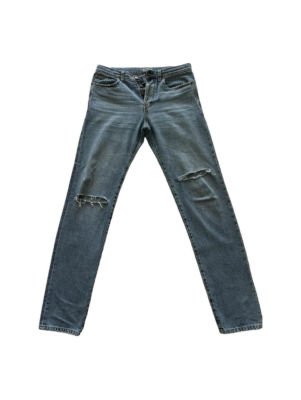 パンツ SAINT LAURENT by Hedi Slimane denim Hedi Slimane × Saint Laurent 2014 Distressed Chain Denim