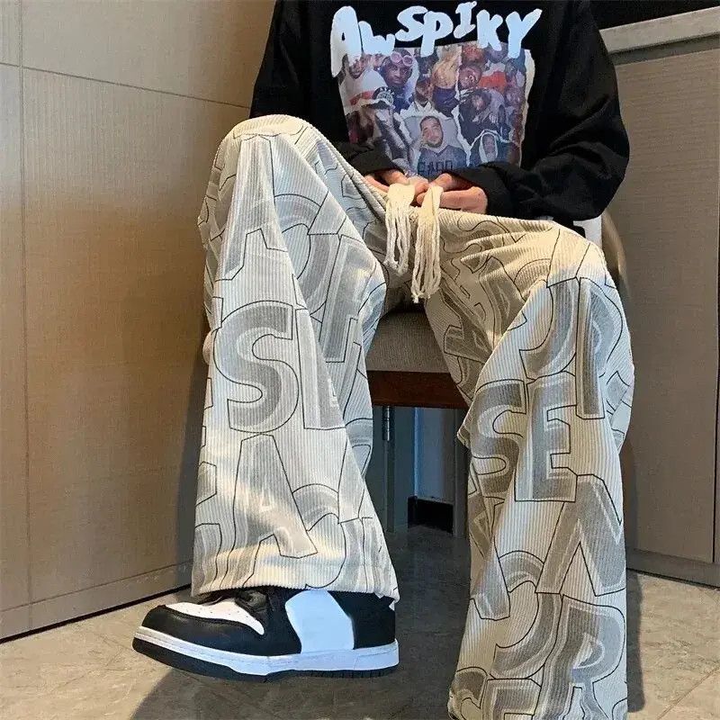 Japanese Brand × Vintage Punk rock Abstract Alphabet Print Drawstring Wide Leg Pants Size US 31 - 4 Thumbnail
