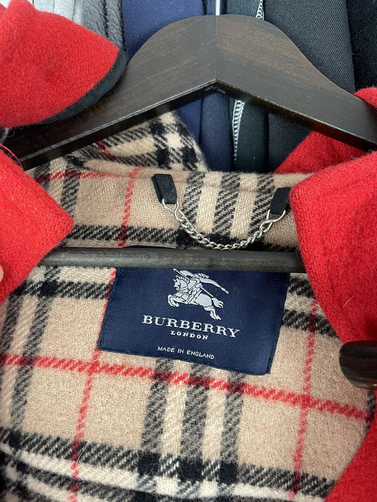 Burberry × Designer × Vintage Burberry Red Duffle coat wool fashion vintage 90s Size L / US 10 / IT 46 - 2 Thumbnail
