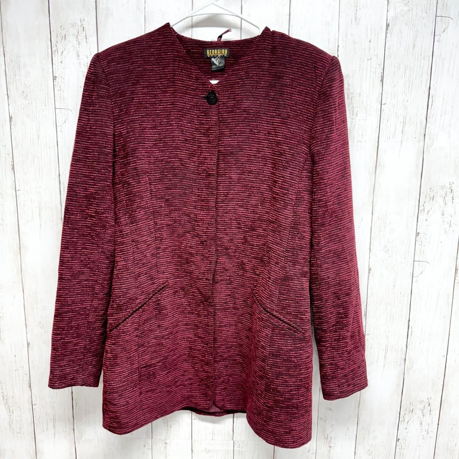 Vintage Vtg Georgiou Jacket 10 Button Closure Long Sleeve Textured Size L / US 10 / IT 46 - 1 Thumbnail