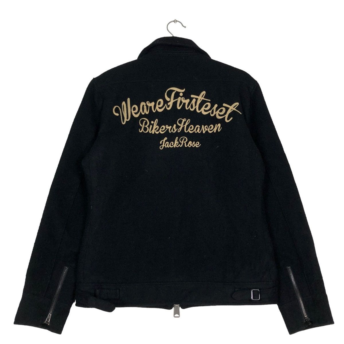 Japanese Brand 🔥VINTAGE WOOL BIKER JACKET JACKROSE BIG LOGO PUNK DESIGN Size US M / EU 48-50 / 2 - 1 Thumbnail