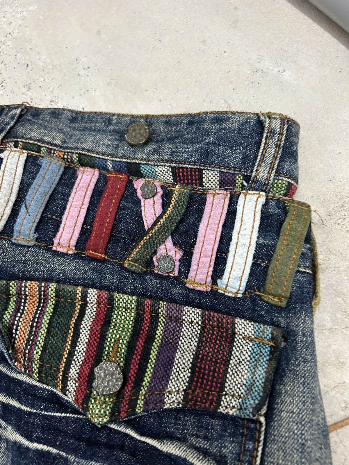 GOSTAR DE FUGA Vintage Joneaa Denim Double Waist Engineer Mud Washed Size US 31 - 22 Thumbnail