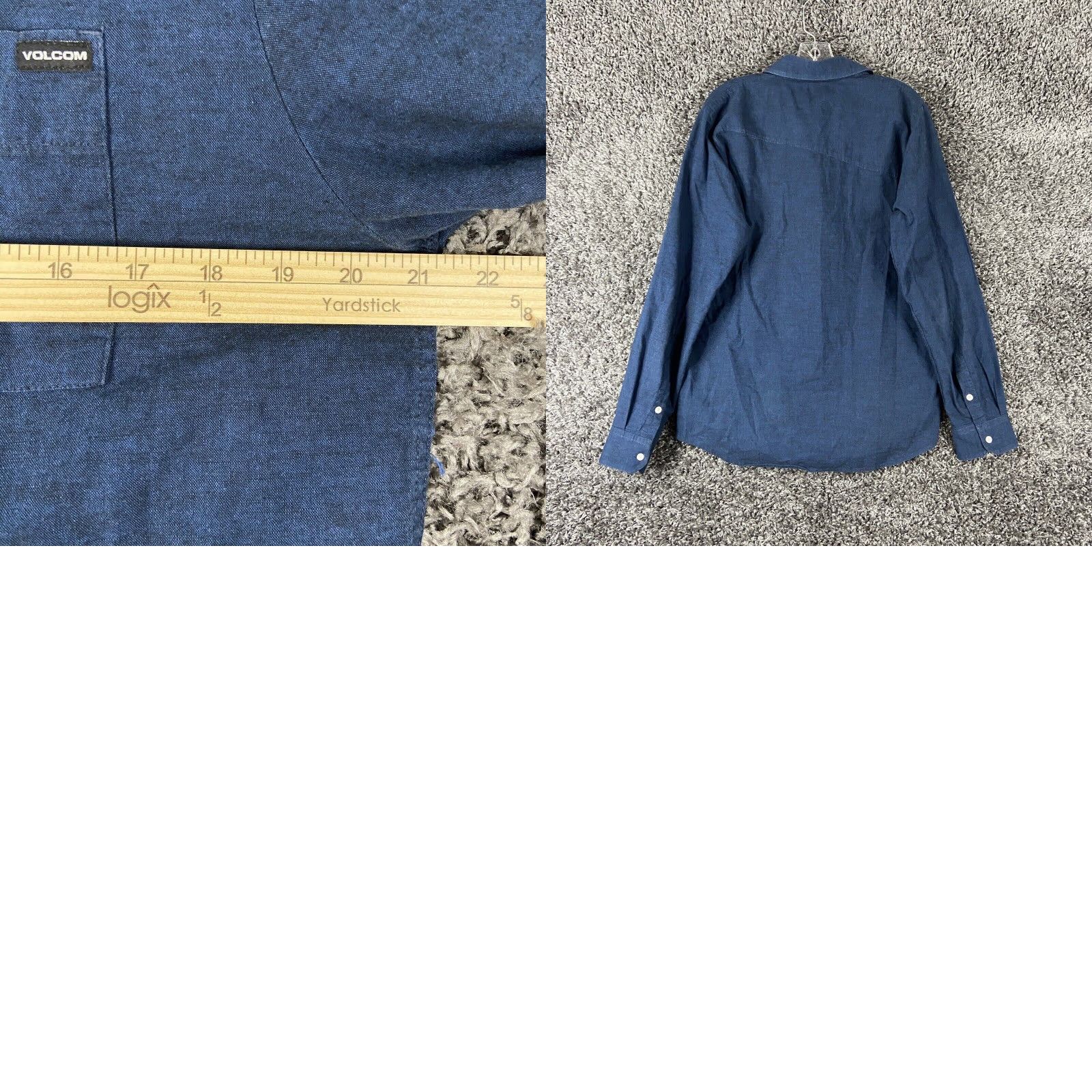 Volcom Volcom Mens Long Sleeve Button Up Shirt Large L Blue Size US L / EU 52-54 / 3 - 8 Thumbnail