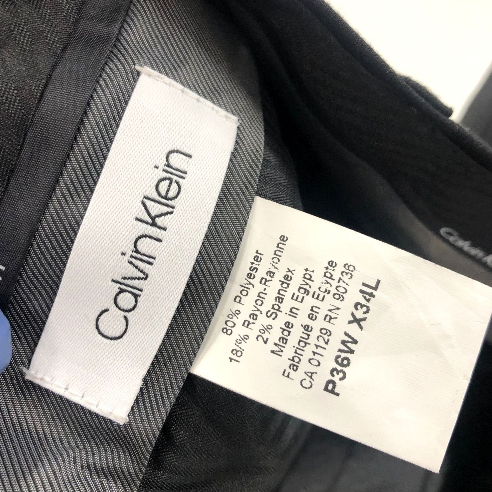 Calvin Klein Calvin Klein Mens Flat Front Dress Pants Black 36W 34L Polyester Rayon Spandex Straight Front Zip Pockets Button Casual Formal Workwear N/A Size US 36 / EU 52 - 8 Thumbnail