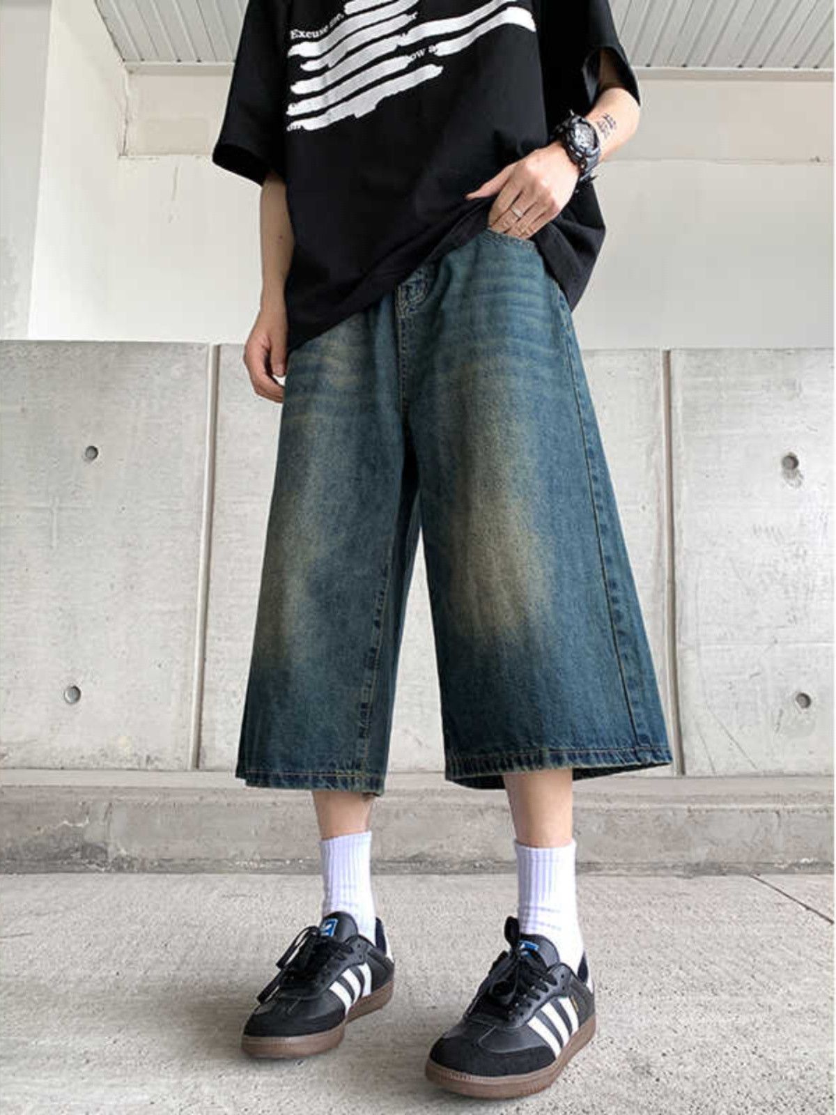 Japanese Brand × Jean Retro loose fitting straight leg denim shorts Size US 30 / EU 46 - 2 Thumbnail