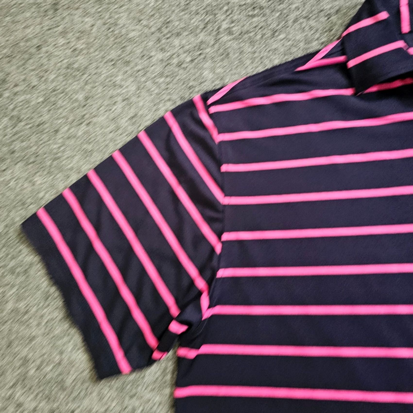 Footjoy FootJoy Polo Shirt Mens Medium Navy Blue Pink Striped Golf Performance Casual Polo Shirt Size US M / EU 48-50 / 2 - 4 Thumbnail