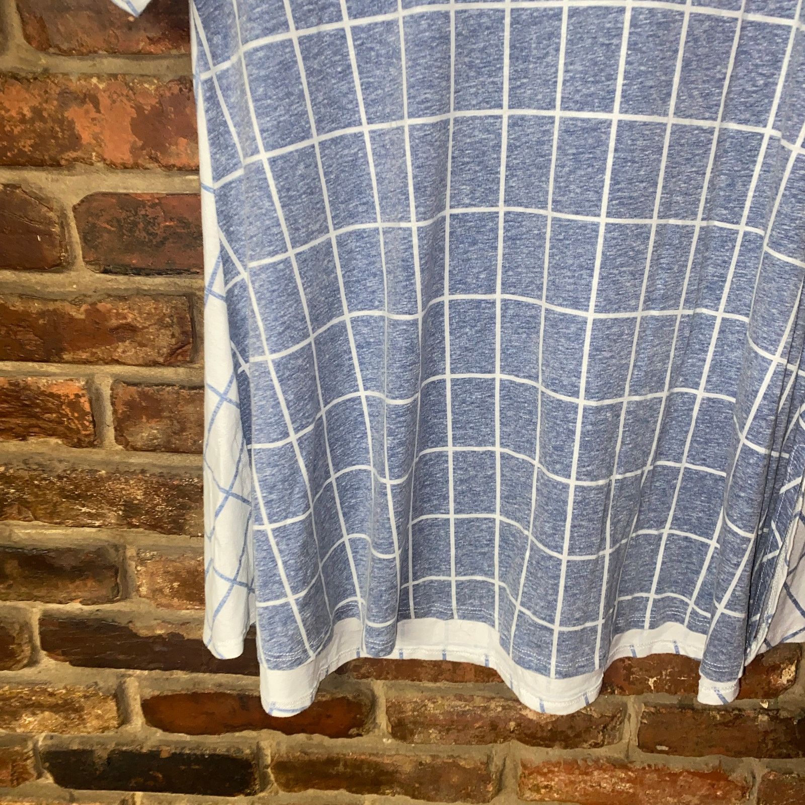 Other LulaRoe White Blue Windowpane Plaid Short Sleeve Top Large Size L / US 10 / IT 46 - 4 Thumbnail