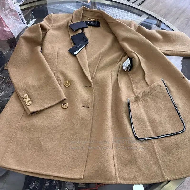 Versace Versace Winter Wool Long Coat in Khaki . Size L / US 10 / IT 46 - 7 Thumbnail