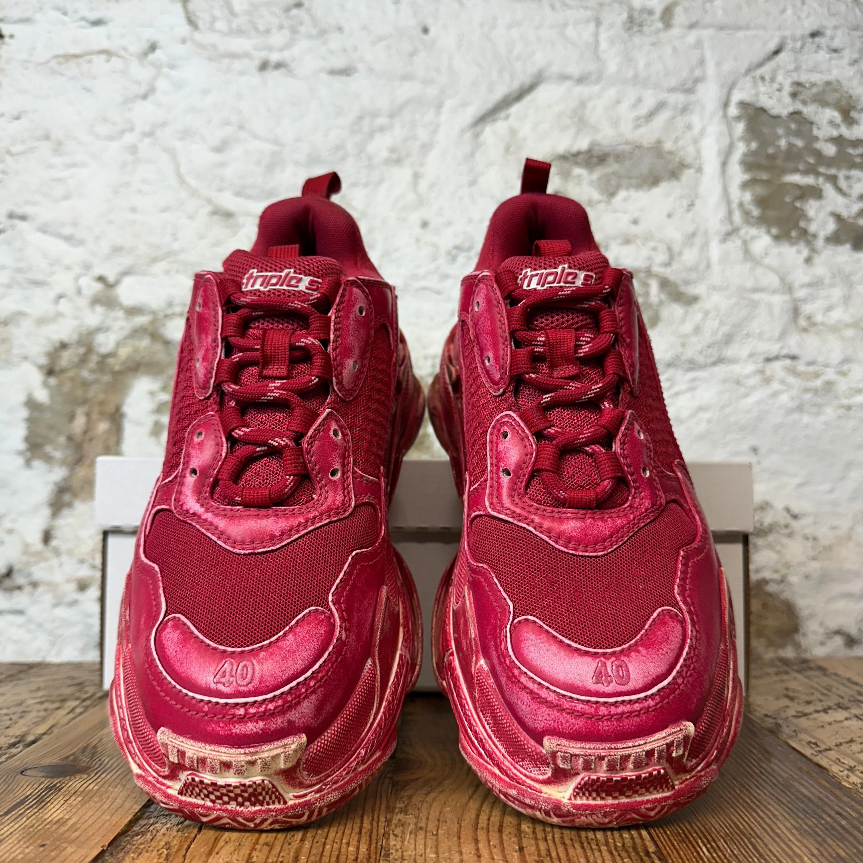 Balenciaga Balenciaga Triple S Red Dyed Sneaker Sz 7 (40) Size US 7 / EU 40 - 3 Thumbnail