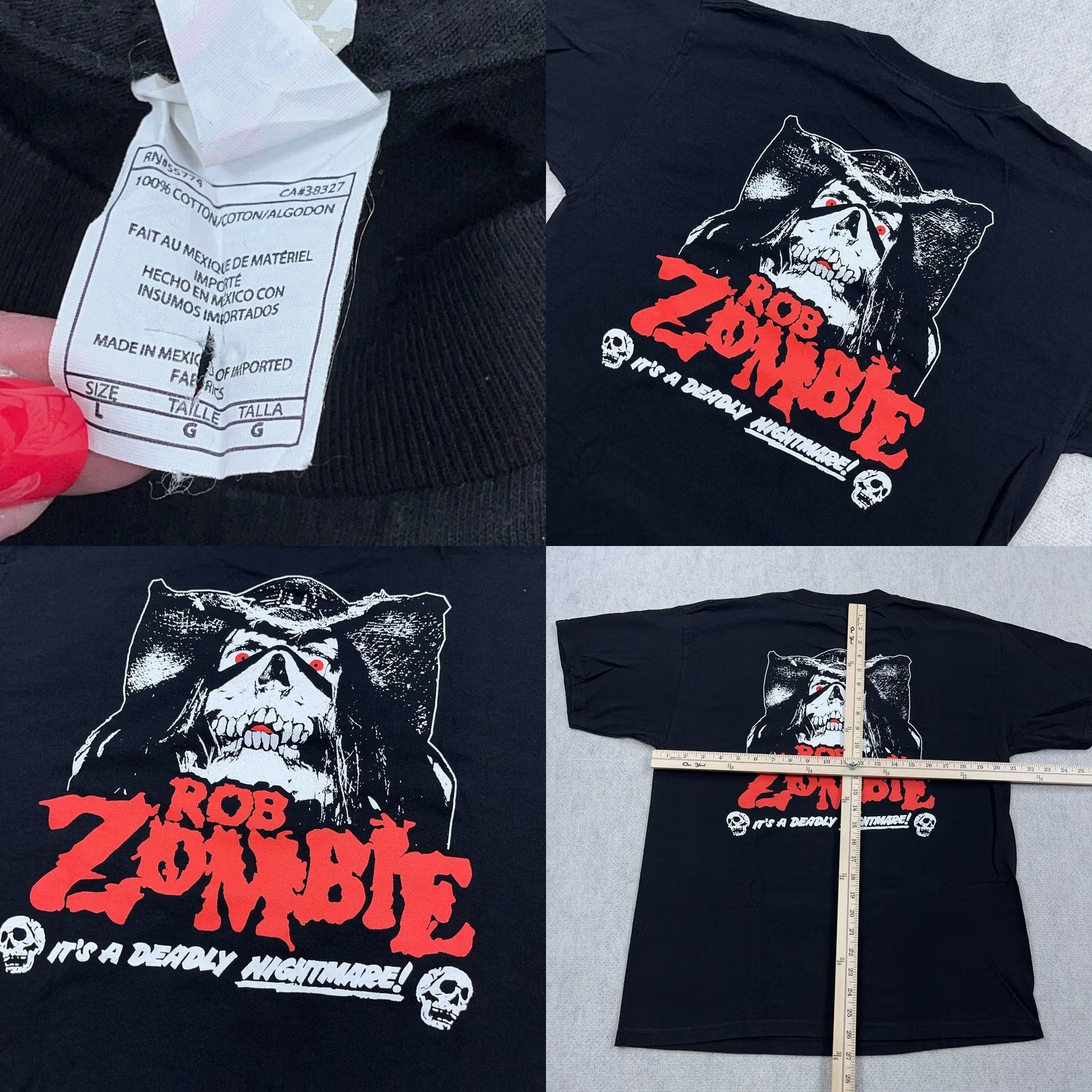AAA Vintage Y2K Rob Zombie Shirt Men Large Black Band Tee Double Sided Deadly Goth Size US L / EU 52-54 / 3 - 8 Thumbnail