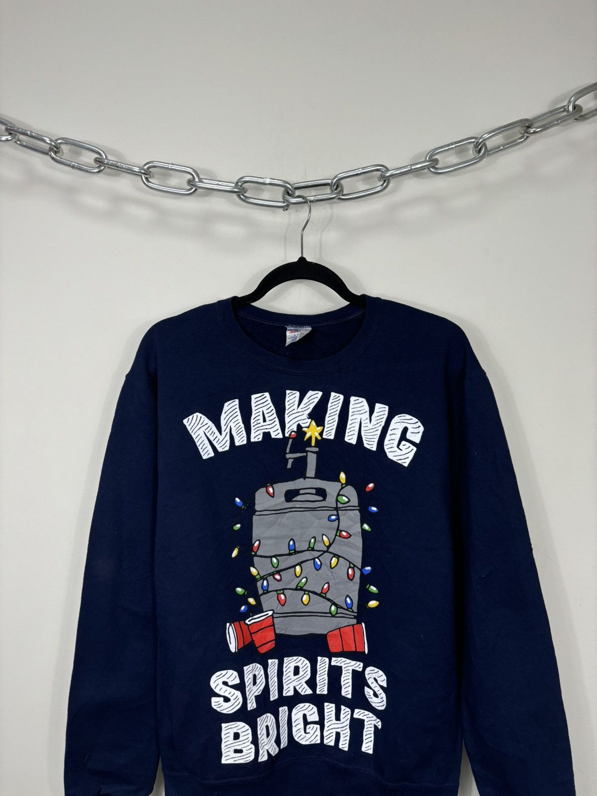 Jerzees × Vintage Vintage Jerzees 90s USA Big Christmas Logo Sweatshirt Size US S / EU 44-46 / 1 - 2 Thumbnail