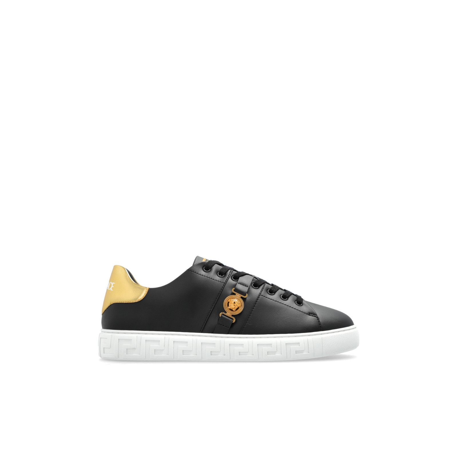 VERSACE Black Leather Sports Shoes New And Authentic (Men's