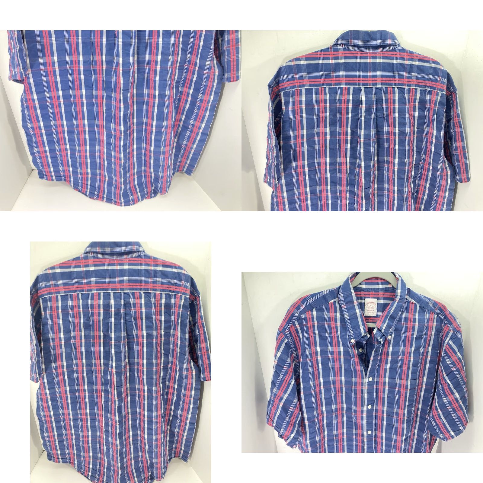 Brooks Brothers Brooks Brothers Madison Camp Shirt Men XL Blue Pink Stripe Button Short Sleeve Shirt Size US XL / EU 56 / 4 - 8 Thumbnail