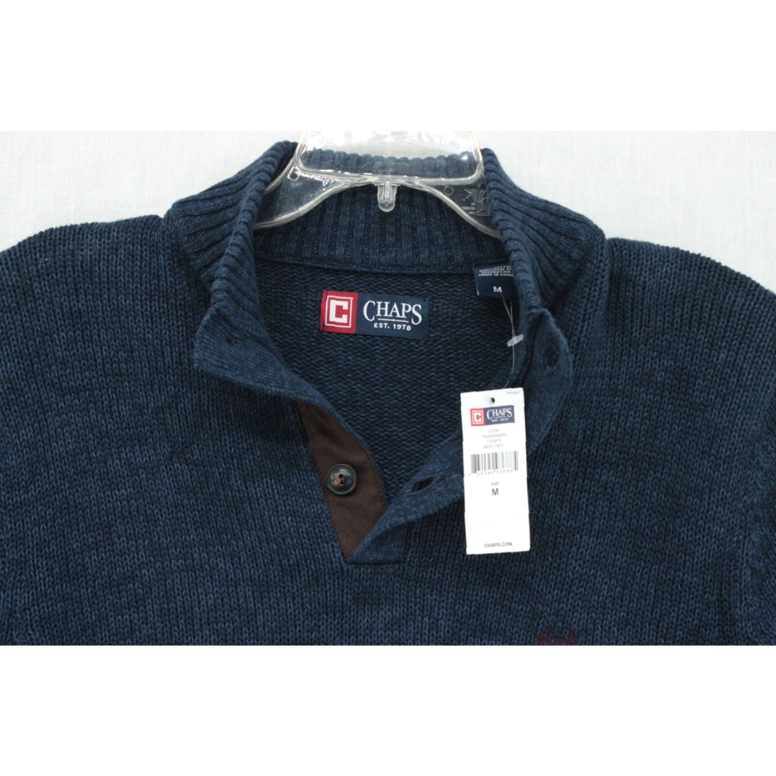 Chaps CHAPS Sweater Men's Medium Blue Henley Mock Neck Heavy NWT Cozy Cabincore Hiking Logo Mens Size US M / EU 48-50 / 2 - 3 Thumbnail